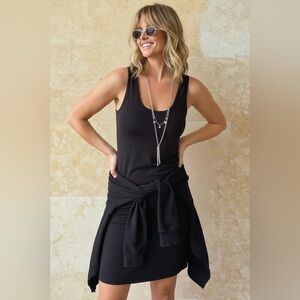SKIVYS FEMME BLACK RUCHED MINI SIDE HUSTLE BLACK LOUNGE DAY TO NIGHT DRESS SZ L